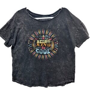 Vintage Canvas Being Kind Is Cool Tshirt‎ Tee Womens M Black Grunge Retro Hippie